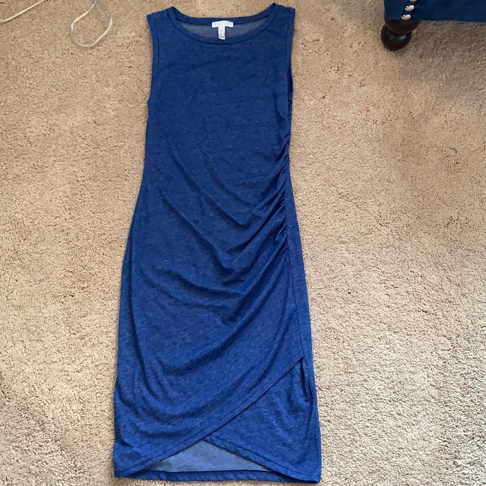 LEITH BLUE SIDE RUCHED BODYCON DRESS SZ XS